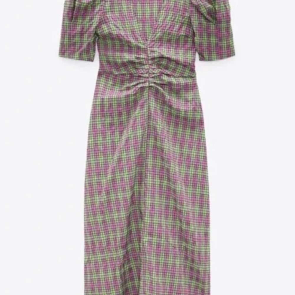 Zara Lavender and Mint Green Midi Dress - Picture 2 of 9